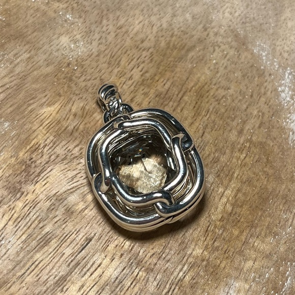 David Yurman Sterling Silver Diamond Prasiolite Labyrinth Enhancer Pendant - Picture 9 of 16